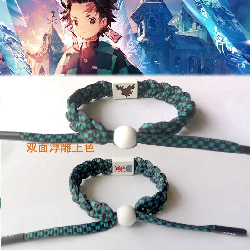 Anime Kamado Tanjiro Cosplay Kamado Nezuko Bracelet Hand-Knitted Anime Bracelet Couple Accessories Christmas Gift