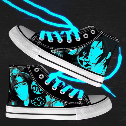 Anime NARUTO Canvas Shoes Sasuke Itachi Canvas Sneakers Vulcanized Shoes Children Adolescents Student Fluorescent Shoes Gifts