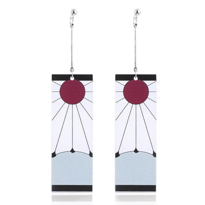 Drop Earrings Anime Acrylic Demon Slayer Kimetsu No Yaiba Blade of Ghost Earings for Women Men Tanjiro Earrings