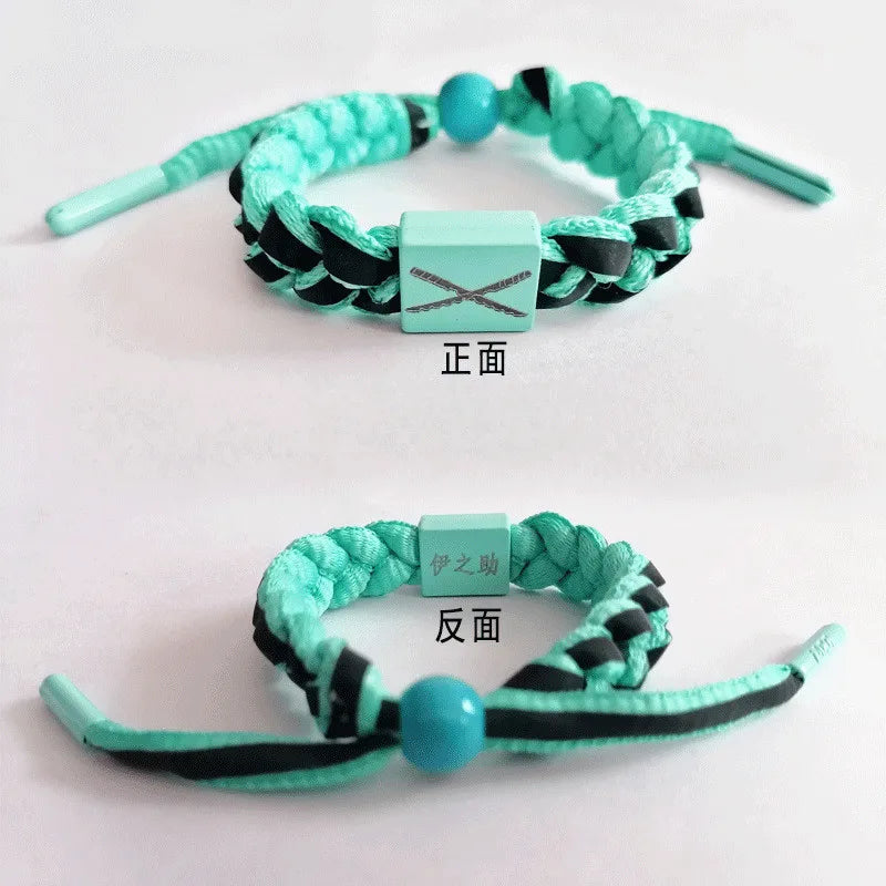 Anime Kamado Tanjiro Cosplay Kamado Nezuko Bracelet Hand-Knitted Anime Bracelet Couple Accessories Christmas Gift