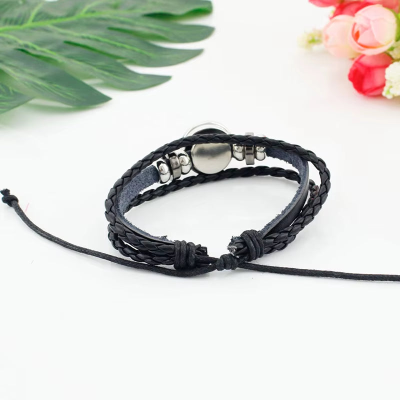 Berserk Symbol Bracelet 18Mm Cartoon Logo Black Leather Bangles Anime Game Fashion Jewelry Boys Gifts MTV13