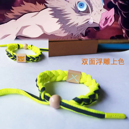 Anime Kamado Tanjiro Cosplay Kamado Nezuko Bracelet Hand-Knitted Anime Bracelet Couple Accessories Christmas Gift