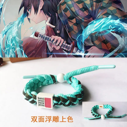 Anime Kamado Tanjiro Cosplay Kamado Nezuko Bracelet Hand-Knitted Anime Bracelet Couple Accessories Christmas Gift