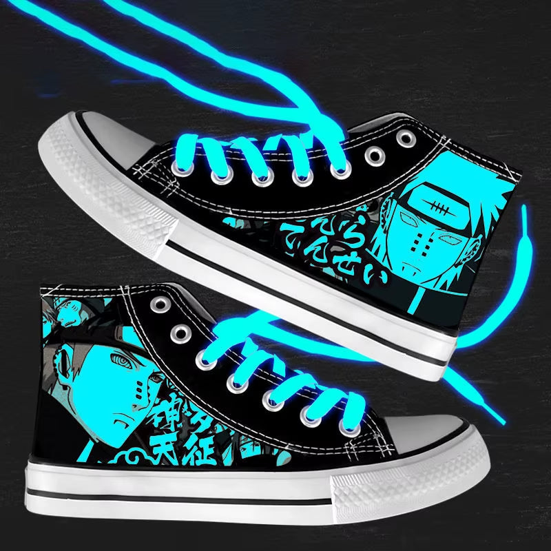 Anime NARUTO Canvas Shoes Sasuke Itachi Canvas Sneakers Vulcanized Shoes Children Adolescents Student Fluorescent Shoes Gifts