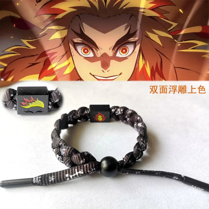 Anime Kamado Tanjiro Cosplay Kamado Nezuko Bracelet Hand-Knitted Anime Bracelet Couple Accessories Christmas Gift