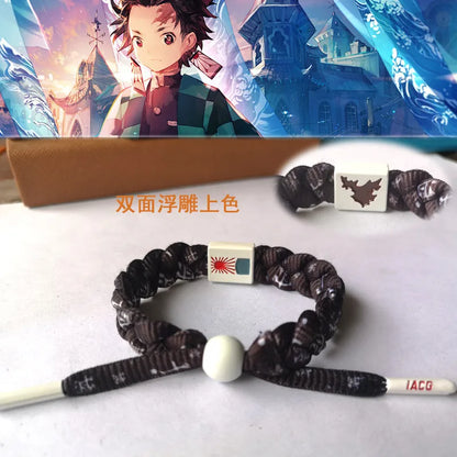 Anime Kamado Tanjiro Cosplay Kamado Nezuko Bracelet Hand-Knitted Anime Bracelet Couple Accessories Christmas Gift
