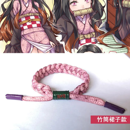 Anime Kamado Tanjiro Cosplay Kamado Nezuko Bracelet Hand-Knitted Anime Bracelet Couple Accessories Christmas Gift