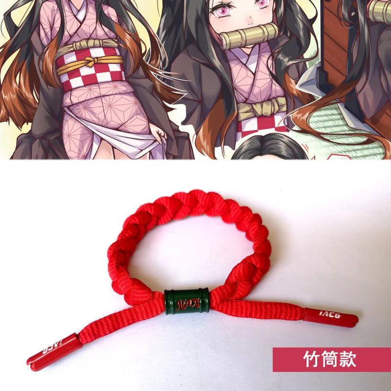 Anime Kamado Tanjiro Cosplay Kamado Nezuko Bracelet Hand-Knitted Anime Bracelet Couple Accessories Christmas Gift