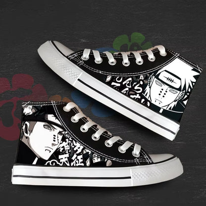 Anime NARUTO Canvas Shoes Sasuke Itachi Canvas Sneakers Vulcanized Shoes Children Adolescents Student Fluorescent Shoes Gifts