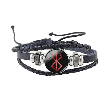 Berserk Symbol Bracelet 18Mm Cartoon Logo Black Leather Bangles Anime Game Fashion Jewelry Boys Gifts MTV13