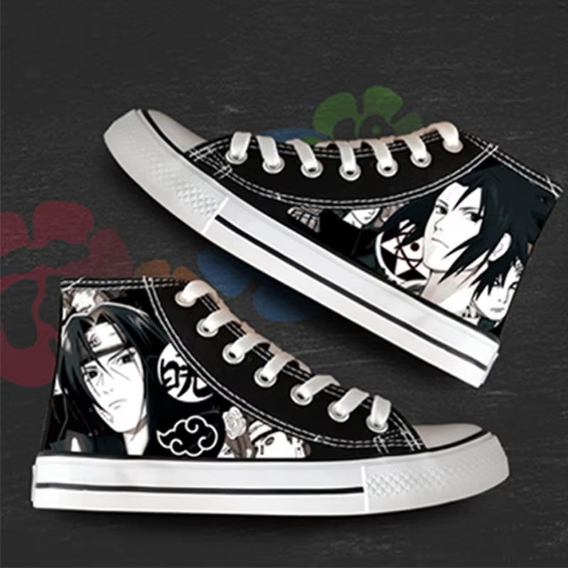 Anime NARUTO Canvas Shoes Sasuke Itachi Canvas Sneakers Vulcanized Shoes Children Adolescents Student Fluorescent Shoes Gifts