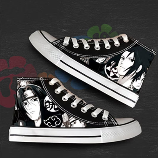 Anime NARUTO Canvas Shoes Sasuke Itachi Canvas Sneakers Vulcanized Shoes Children Adolescents Student Fluorescent Shoes Gifts