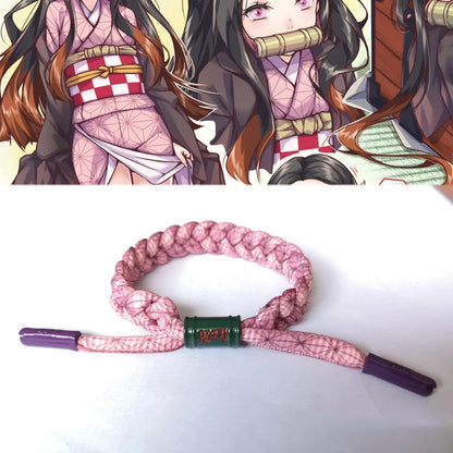 Anime Kamado Tanjiro Cosplay Kamado Nezuko Bracelet Hand-Knitted Anime Bracelet Couple Accessories Christmas Gift