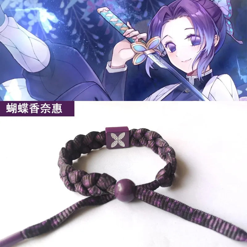 Anime Kamado Tanjiro Cosplay Kamado Nezuko Bracelet Hand-Knitted Anime Bracelet Couple Accessories Christmas Gift