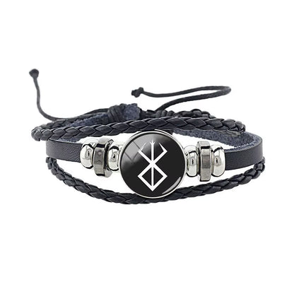 Berserk Symbol Bracelet 18Mm Cartoon Logo Black Leather Bangles Anime Game Fashion Jewelry Boys Gifts MTV13