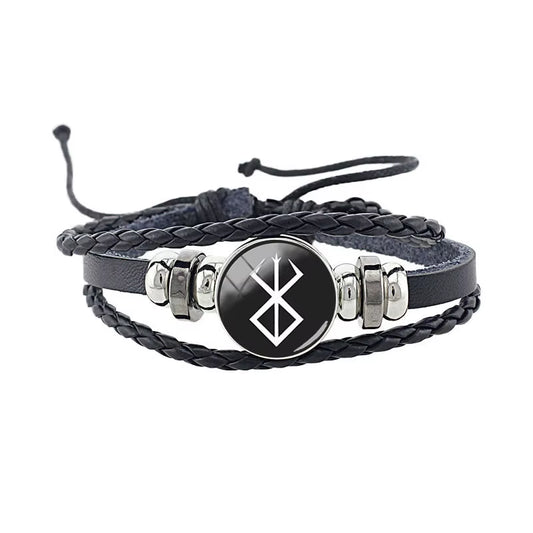 Berserk Symbol Bracelet 18Mm Cartoon Logo Black Leather Bangles Anime Game Fashion Jewelry Boys Gifts MTV13
