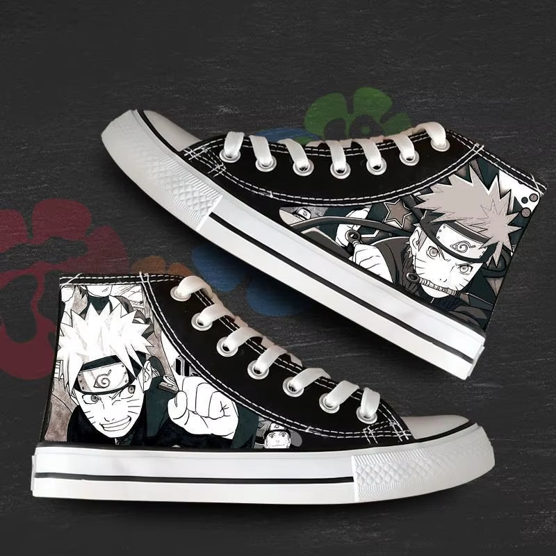 Anime NARUTO Canvas Shoes Sasuke Itachi Canvas Sneakers Vulcanized Shoes Children Adolescents Student Fluorescent Shoes Gifts
