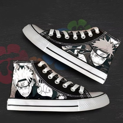 Anime NARUTO Canvas Shoes Sasuke Itachi Canvas Sneakers Vulcanized Shoes Children Adolescents Student Fluorescent Shoes Gifts