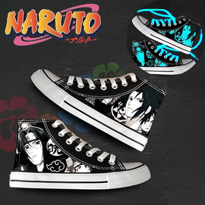 Anime NARUTO Canvas Shoes Sasuke Itachi Canvas Sneakers Vulcanized Shoes Children Adolescents Student Fluorescent Shoes Gifts