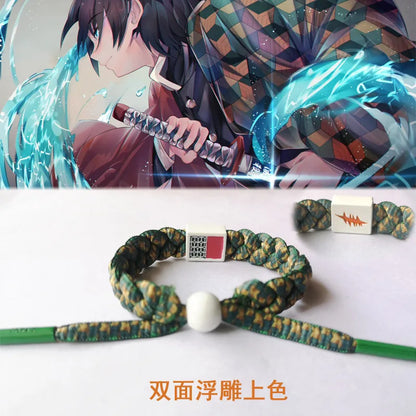 Anime Kamado Tanjiro Cosplay Kamado Nezuko Bracelet Hand-Knitted Anime Bracelet Couple Accessories Christmas Gift