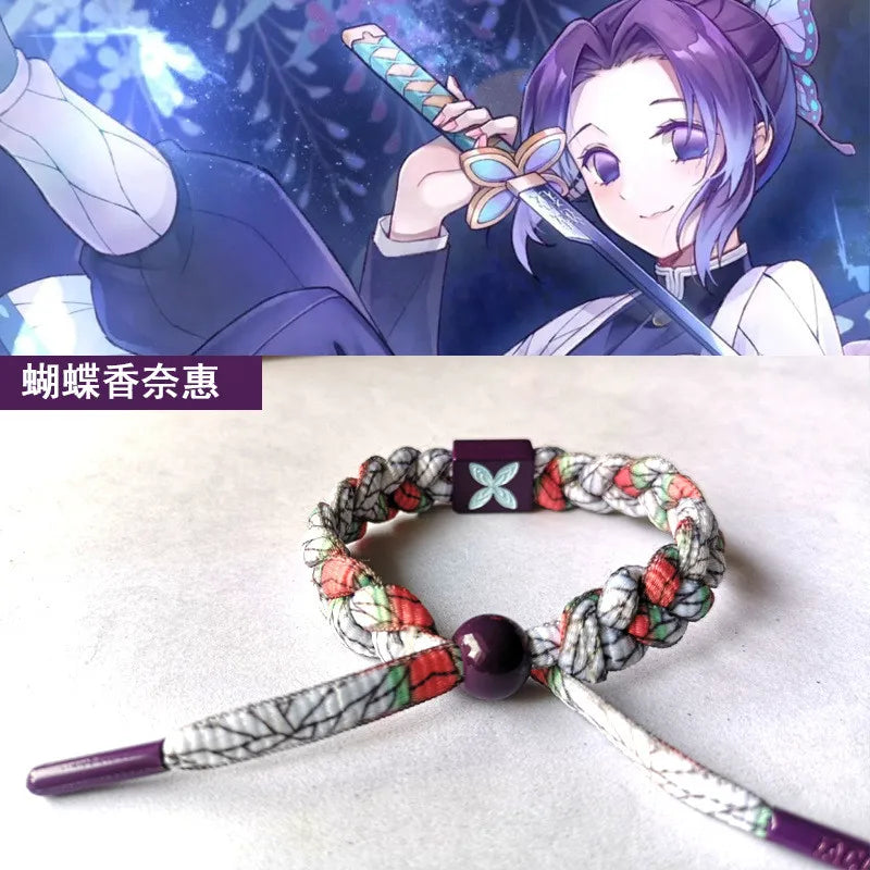 Anime Kamado Tanjiro Cosplay Kamado Nezuko Bracelet Hand-Knitted Anime Bracelet Couple Accessories Christmas Gift